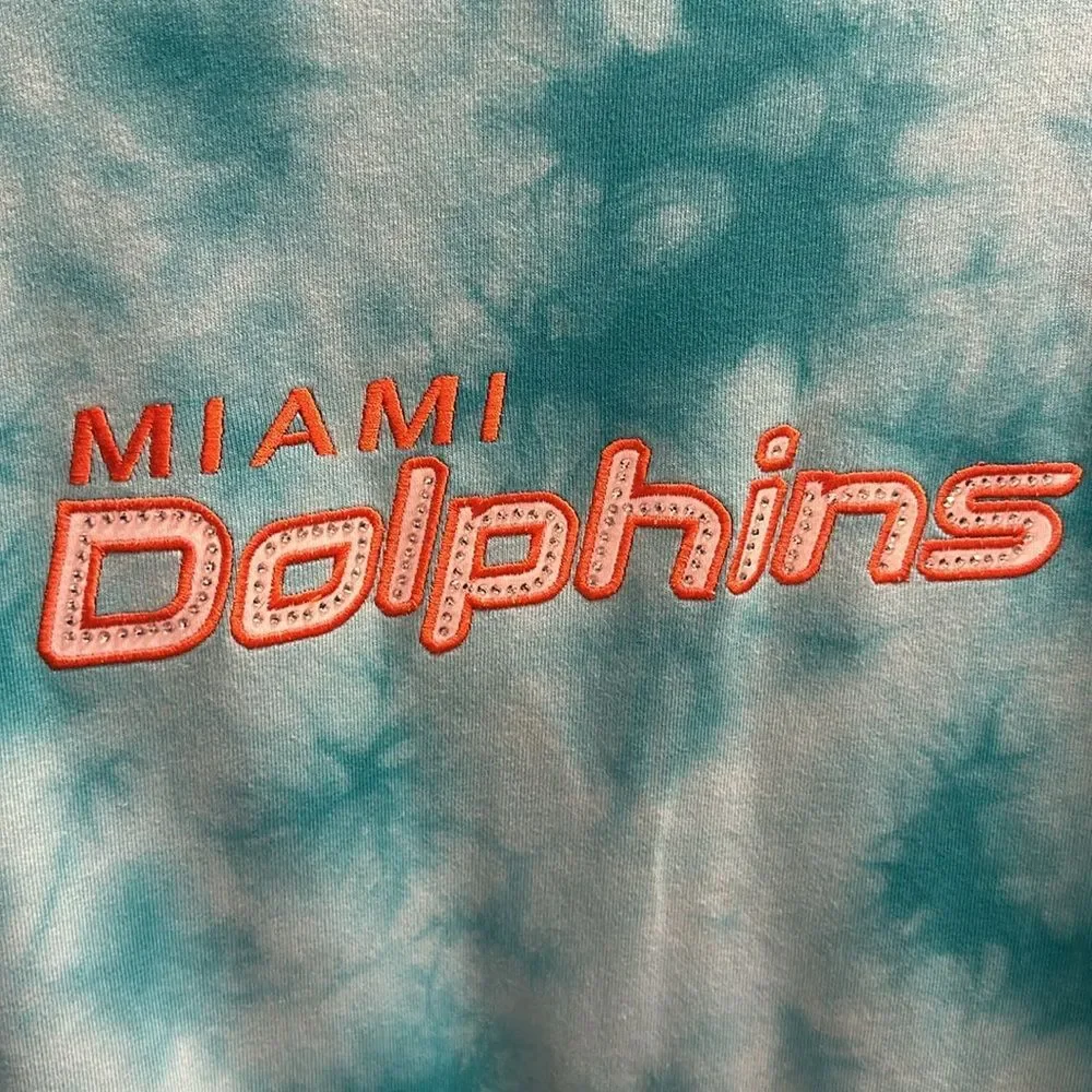 The Wild Collective Women's Miami Dolphins Tie Dye Aqua Cardigan NFL Size M